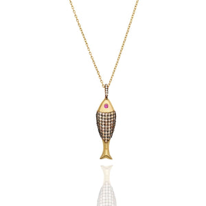 CHAMPAGNE DIAMOND FISH NECKLACE