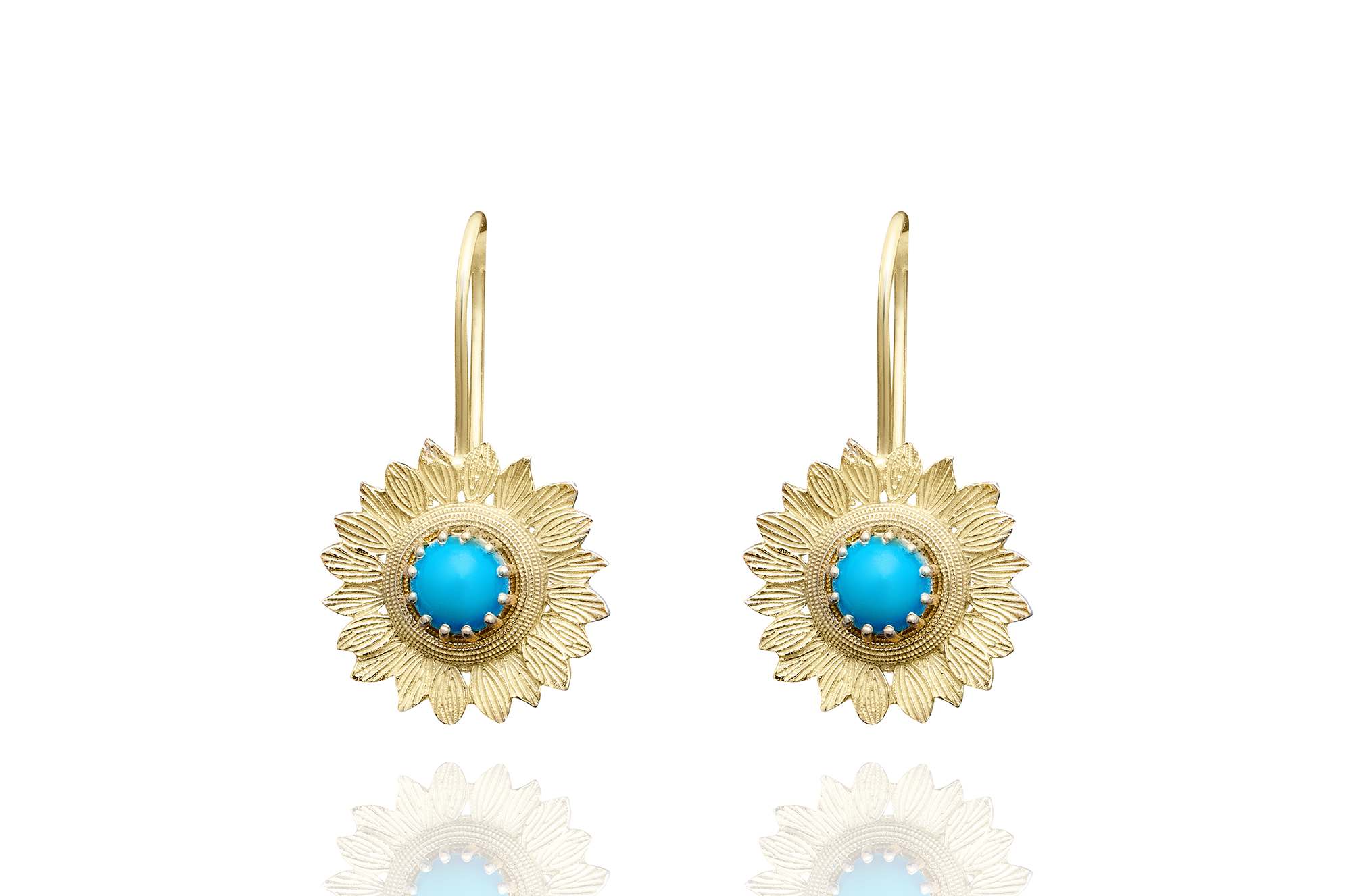 TURQUOISE SUNFLOWER EARRINGS